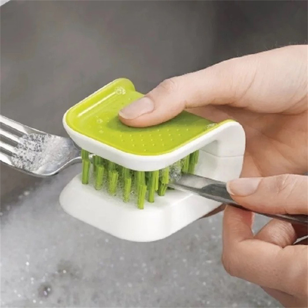dropship 1pc Household Kitchen U-shaped Double-sided Chopsticks Cleaning Brush; Bristle Knife And Fork Cleaning Brush; Knife Cleaning Hand Guard Brush