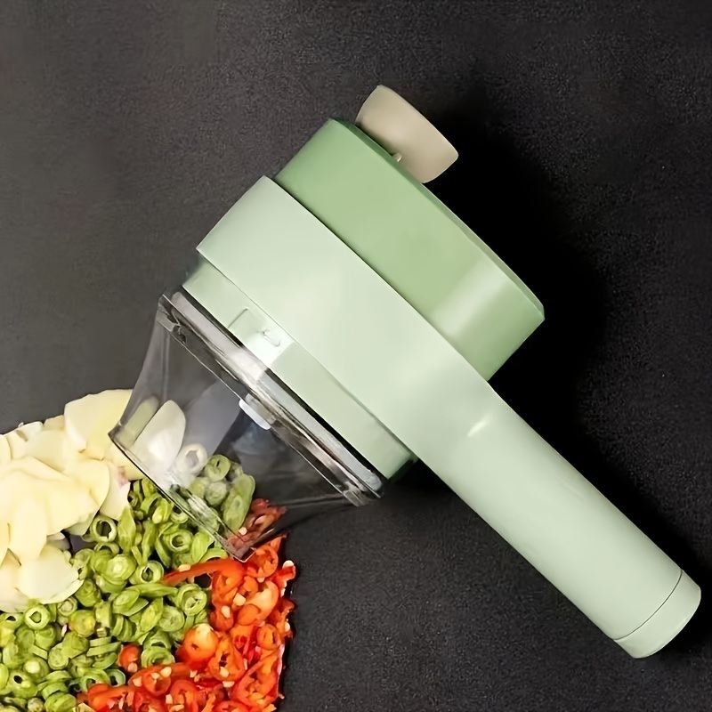 dropship 4 In 1 Vegetable Chopper Handheld Electric Vegetable Cutter Set Portable Wireless Garlic Mud Masher Garlic Press And Slicer Set Multifunctional Electric Mini Food Processor
