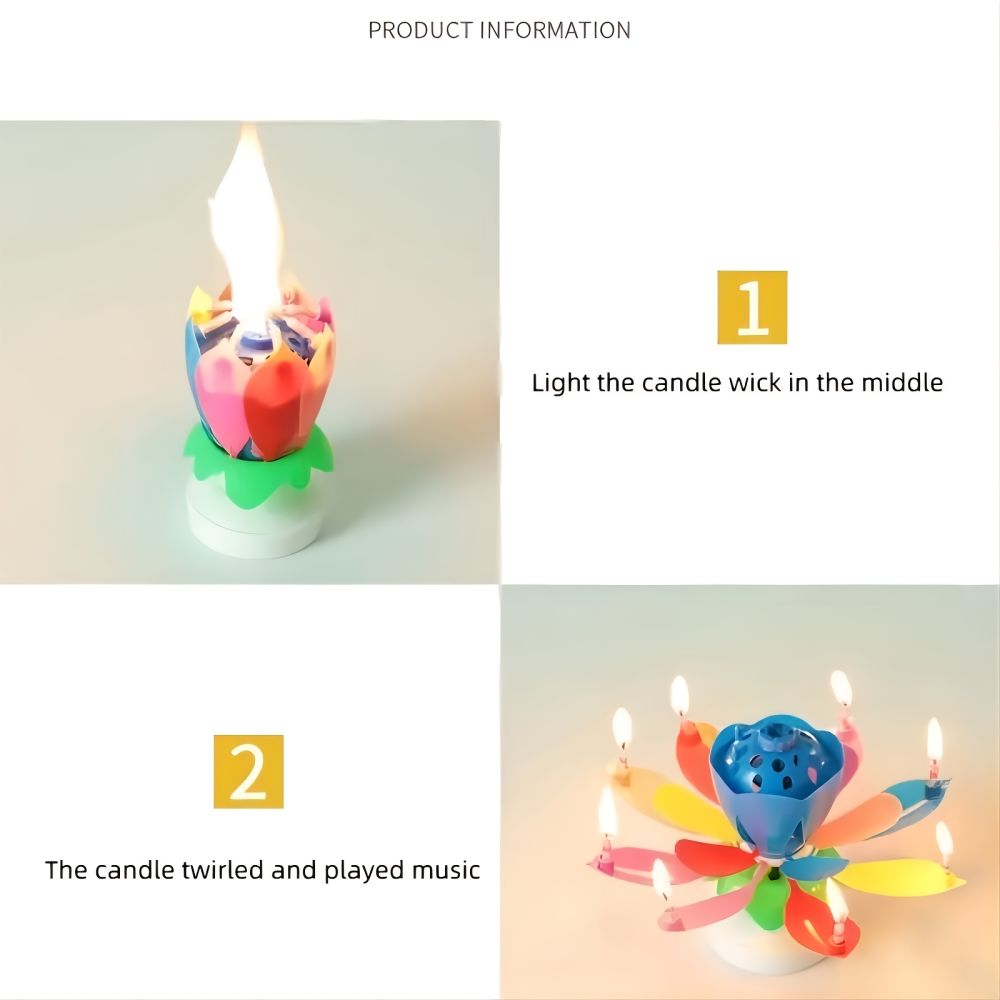 dropship 1pc Lotus Music Birthday Candle; Children's Creative Rotating Flowering Singing Lotus Lantern Cake Decoration