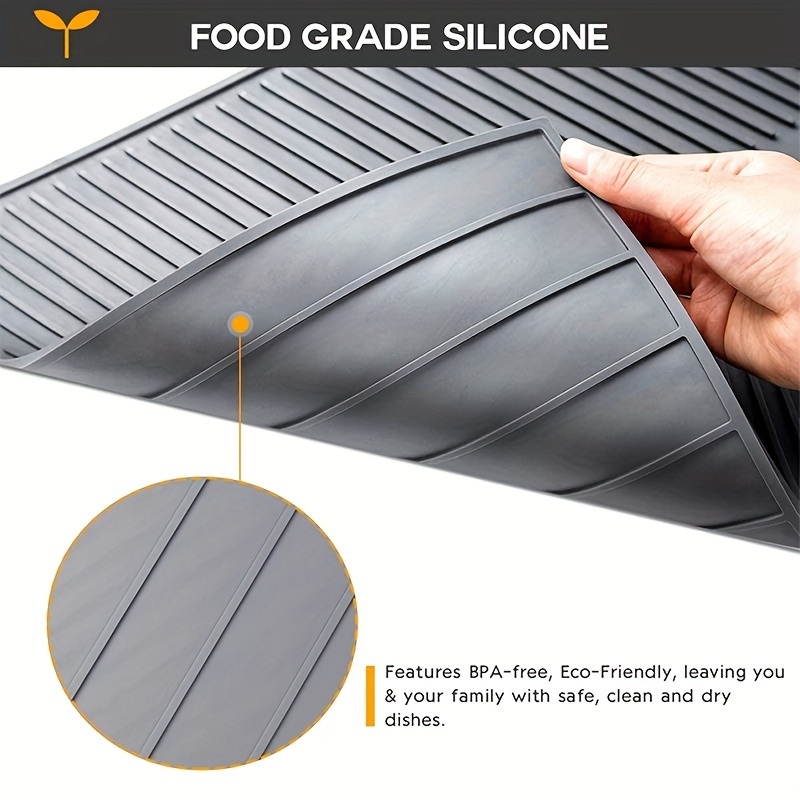 dropship 1pc Silicone Draining Board Mat, Folding Draining Mat, Large Drain Pad, Eco-Friendly Drainer Mat Heat Resistant Pot Mat Dishwasher Safe Trivet Mat, Kitchen Accessories