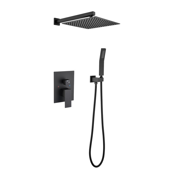 dropship Matte Black Shower Set System Bathroom Luxury Rain Mixer Shower Combo