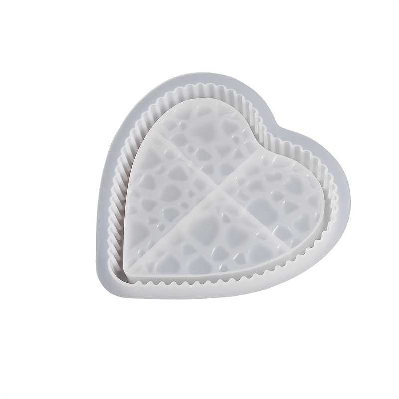 dropship 1pc Heart-shaped Striped Dewdrop Tray Saucer Love Water Pattern Storage Box Silicone Mold