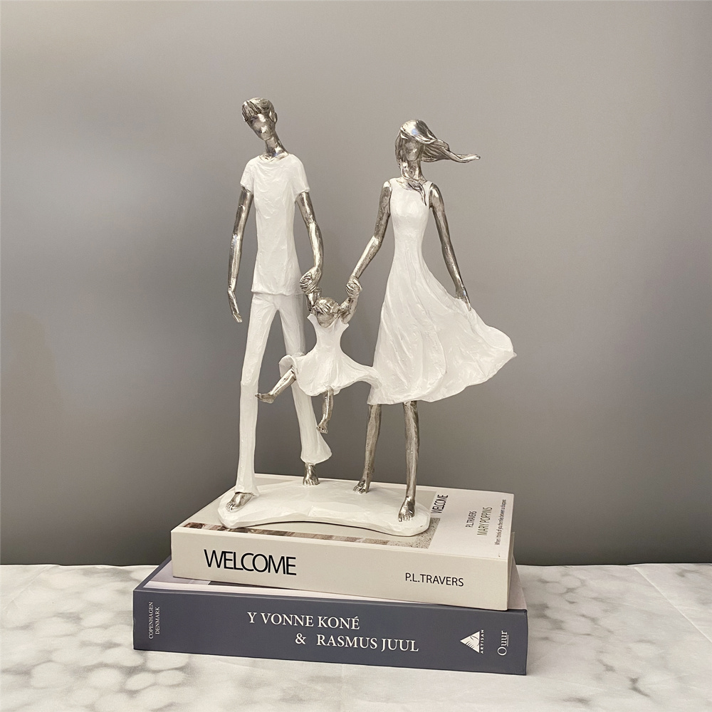 dropship NORTHEUINS Resin Family Statues Nordic Creative Abstract Figurines for Interior Home Living Room Desktop Decoration Accessories
