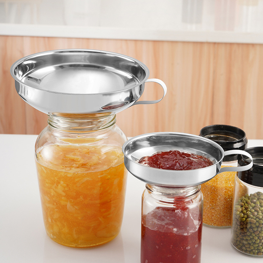 dropship 1pc; Thickened Stainless Steel Wide Mouth Funnel; Household Large Diameter Jam Funnel
