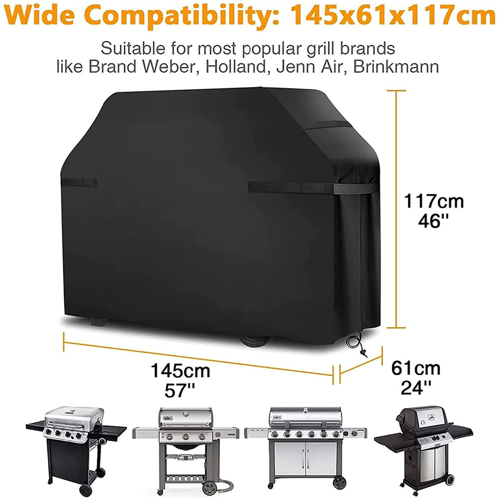 dropship Barbecue Cover Weatherproof 210d Oxford Cloth Tear-resistant Grill Hood With Self-adhesive Straps Storage Bag 145x61x117cm