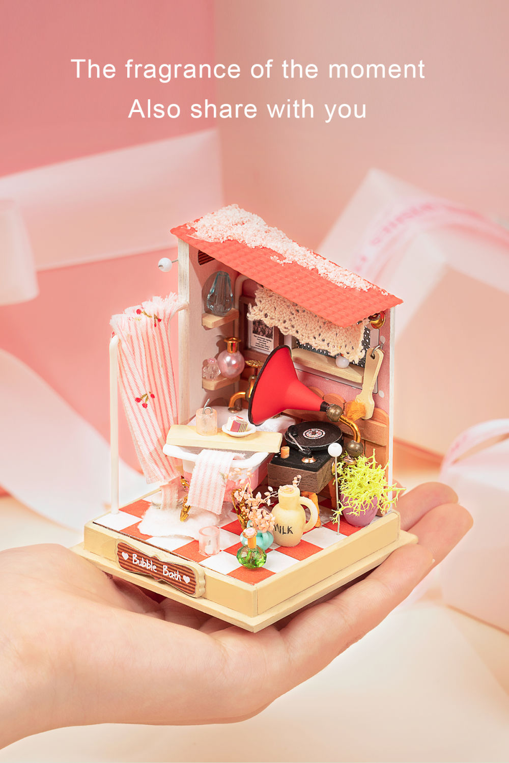 dropship Robotime DIY Taste Life Kitchen Doll House with Furniture Children Adult Miniature Dollhouse Bubble Bath Wooden Kits Toy Gift DS