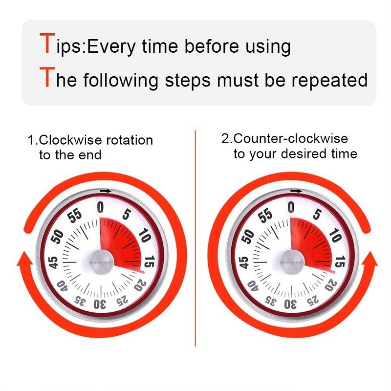 dropship Kitchen Timer Stainless Steel Mechanical Reminder Countdown with Magnet Cooking Teaching Multifunctional Baking Reminder