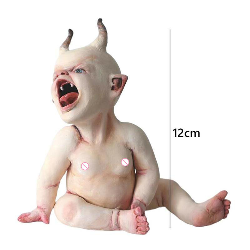 dropship Resin Zombie Baby Dolls Scary Baby Resin Figurine Ornament Collection Model Haunted Halloween Decor Props Supplies Desktop Decor