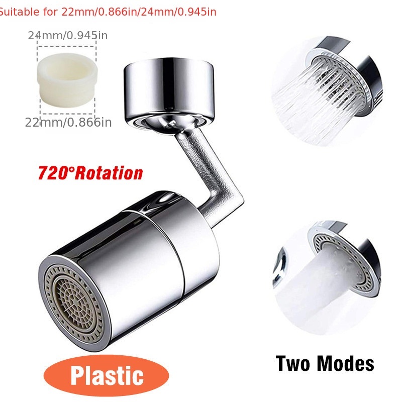 dropship 1pc New Universal 1080° Rotation Extender Faucet Aerator; Plastic Splash Filter; Kitchen Washbasin Faucets Bubbler Nozzle Robotic Arm