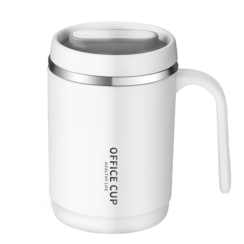 dropship 1pc Stainless Steel Cups With Lid; 16 Oz 304 Stainless Steel Tumblers Durable Coffee Mug With Splash Proof Sliding Lid; Drink With Lid Open; Non-Insulated Mug; Without Straw