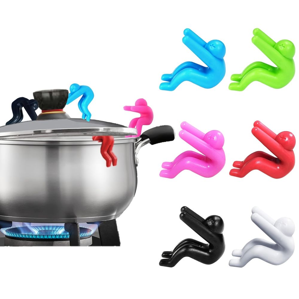 dropship 2pcs Pot Lid Lifter; Pot Lid Holder That Keeps Pot From Boiling Over; Kitchen Tools Lid Stand Heat Resistant Holder Keep The Lid Open; Great Cooking Helpers And Decoration