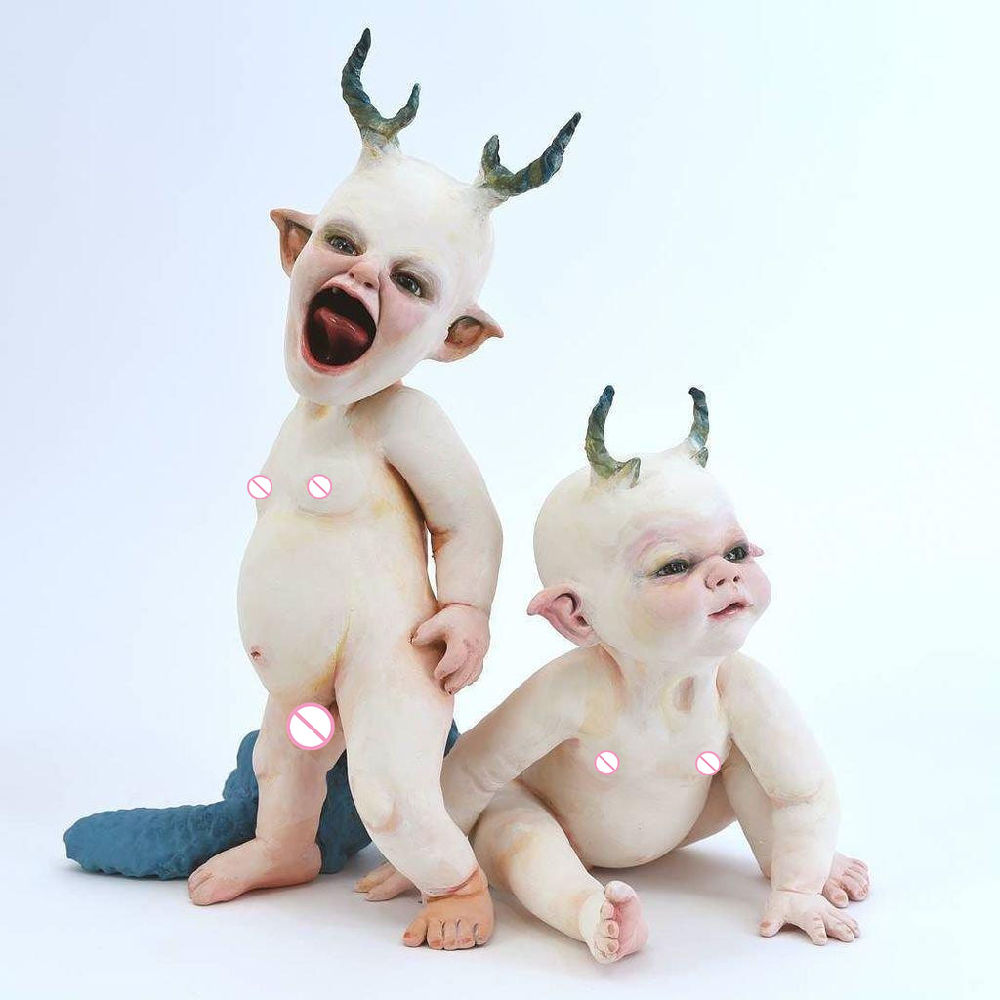 dropship Resin Zombie Baby Dolls Scary Baby Resin Figurine Ornament Collection Model Haunted Halloween Decor Props Supplies Desktop Decor