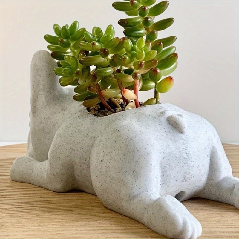 dropship 1pc Mini Resin PuppyFlower Pot, Succulent Planter, French Bulldog Shape Cute Bonsai Flower Pots, Cute Dog Flower Pots, Air Plant Holder, For Home Garden Office Desktop Decor (No Plants)