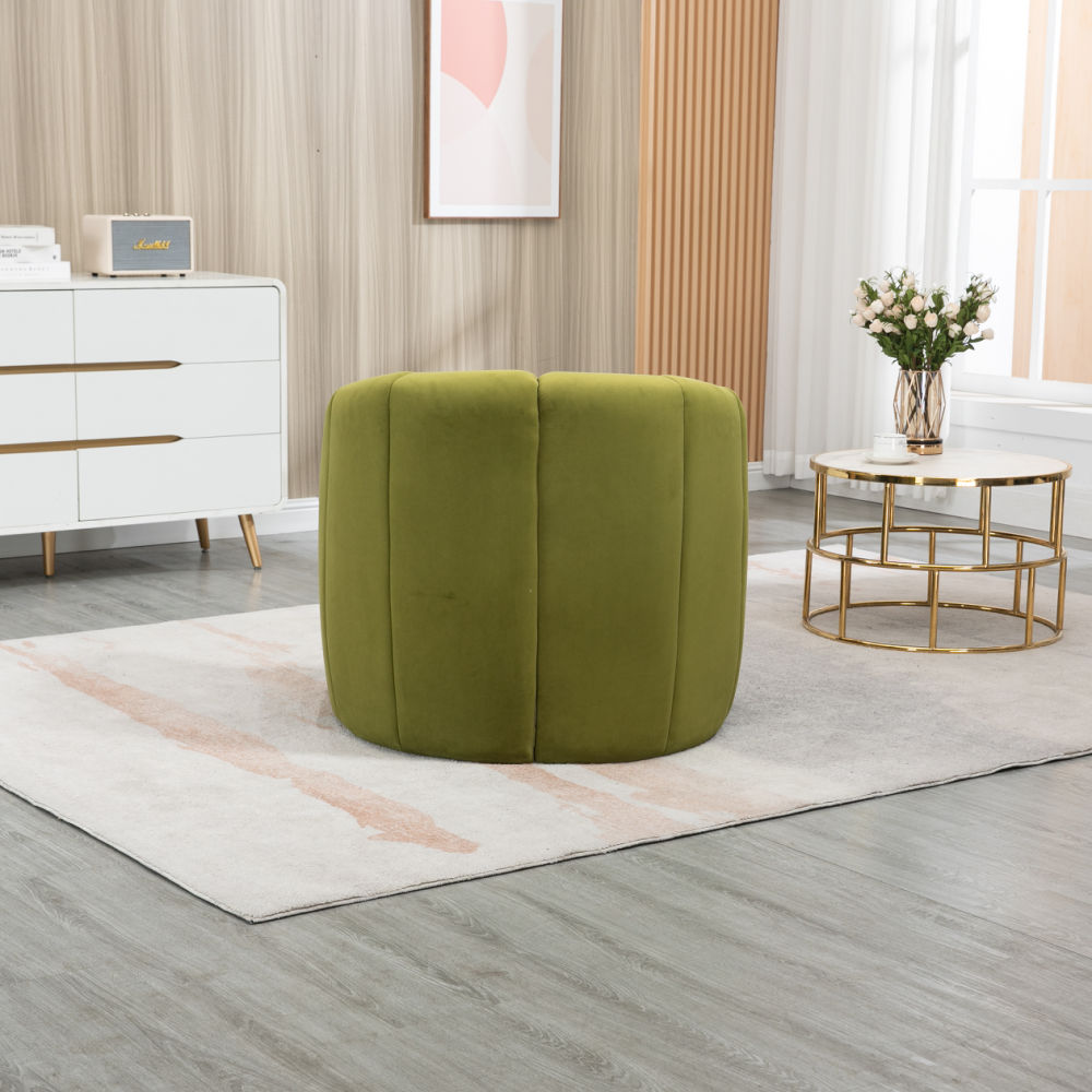 dropship COOLMORE Accent Chair with Ottoman, Mid Century Modern Barrel Chair Upholstered Club Tub Round Arms Chair for Living Room