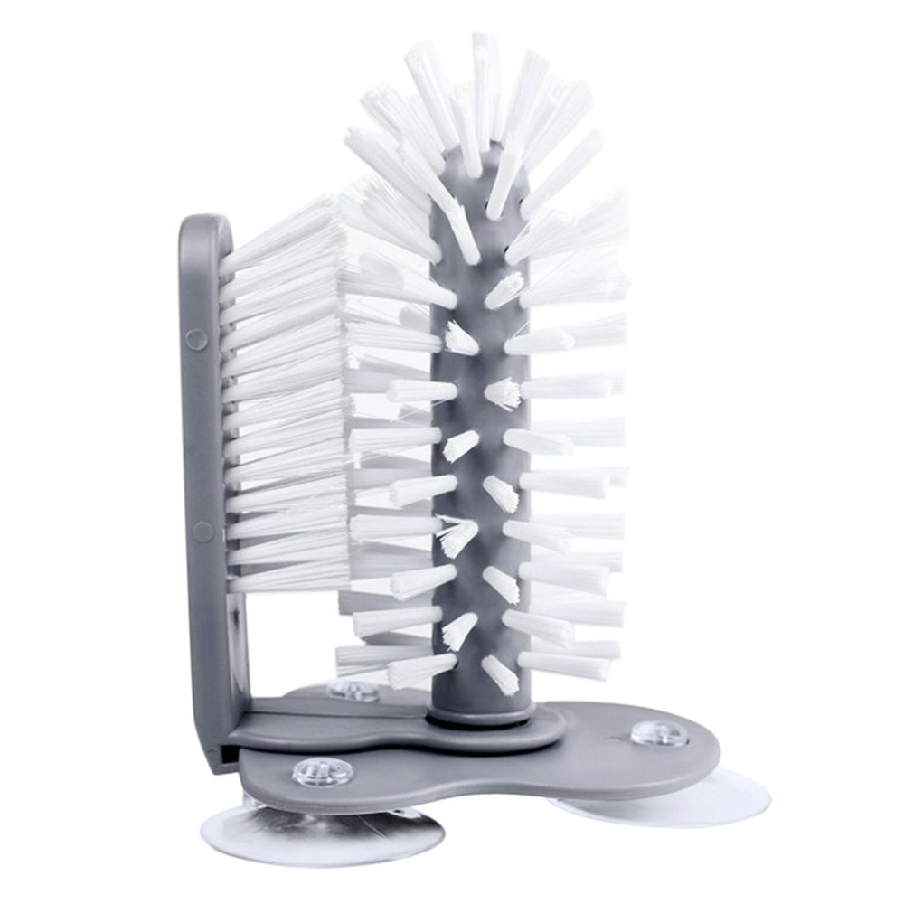 dropship Creative Suction Cup Glass Bottle Cleaning Brush Kitchen Rotate Wash Cup Brush