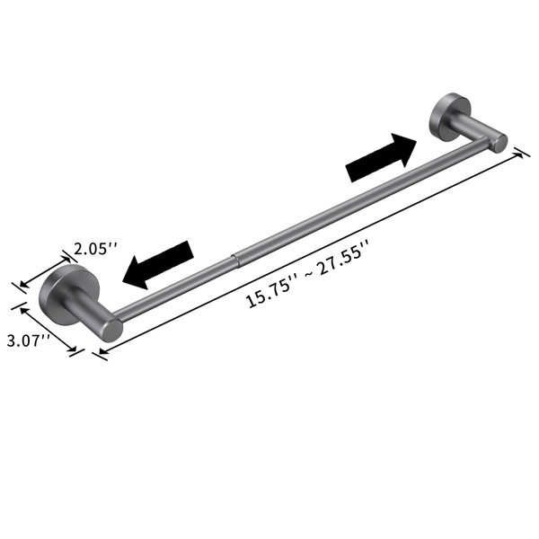 dropship 16-27 Inches Adjustable Expandable Towel Bar for Bathroom Kitchen Thicken Space Aluminum Wall Mount Gun Grey