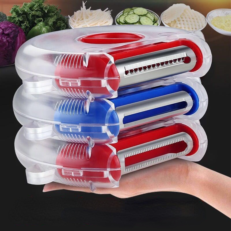 dropship 1pc 3 In 1 Peeler Stainless Steel Slicer Multifunctional Vegetable Cutter Portable Fruit Gadget Potato Grater Kitchen Accessories