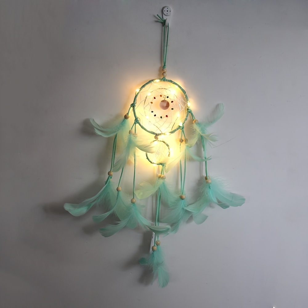 dropship 1pc Creative Dream Catcher With LED Lights; Night Light Dream Catcher; Wall Hanging Ornament