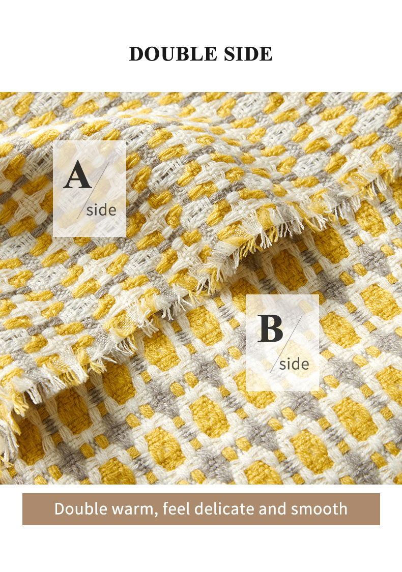 dropship Tassel Thread Blanket Geometry Woven Office Air Conditioner Lunch Break Towel Blanket Shawl Sofa Bedroom Vintage Lattice Splice