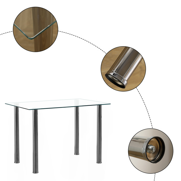 dropship 110CM Clear Color Dining Table Set (This product will be split into two packages) (replace 64512970)
