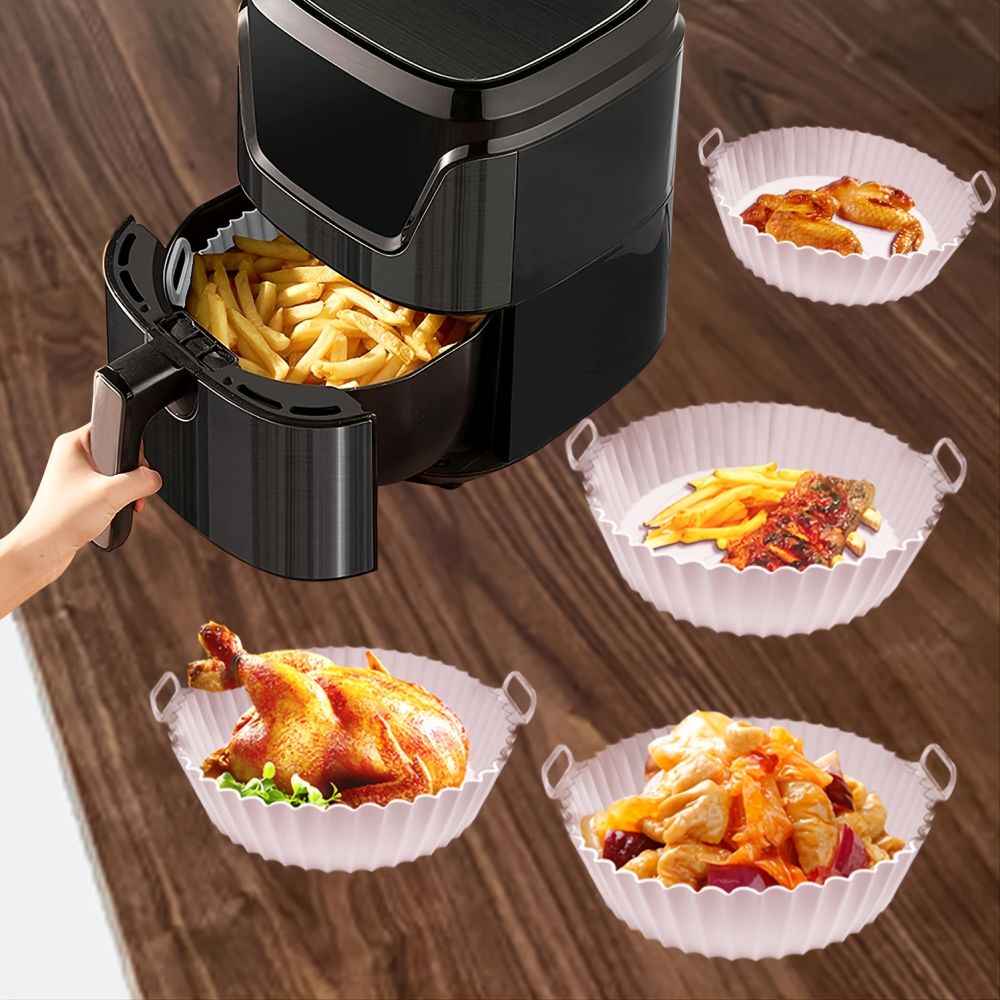 dropship 1/2pcs Air Fryer Silicone Pot; Reusable Air Fryer Liners; Silicone Air Fryer Basket; Food Safe Air Fryer Accessories