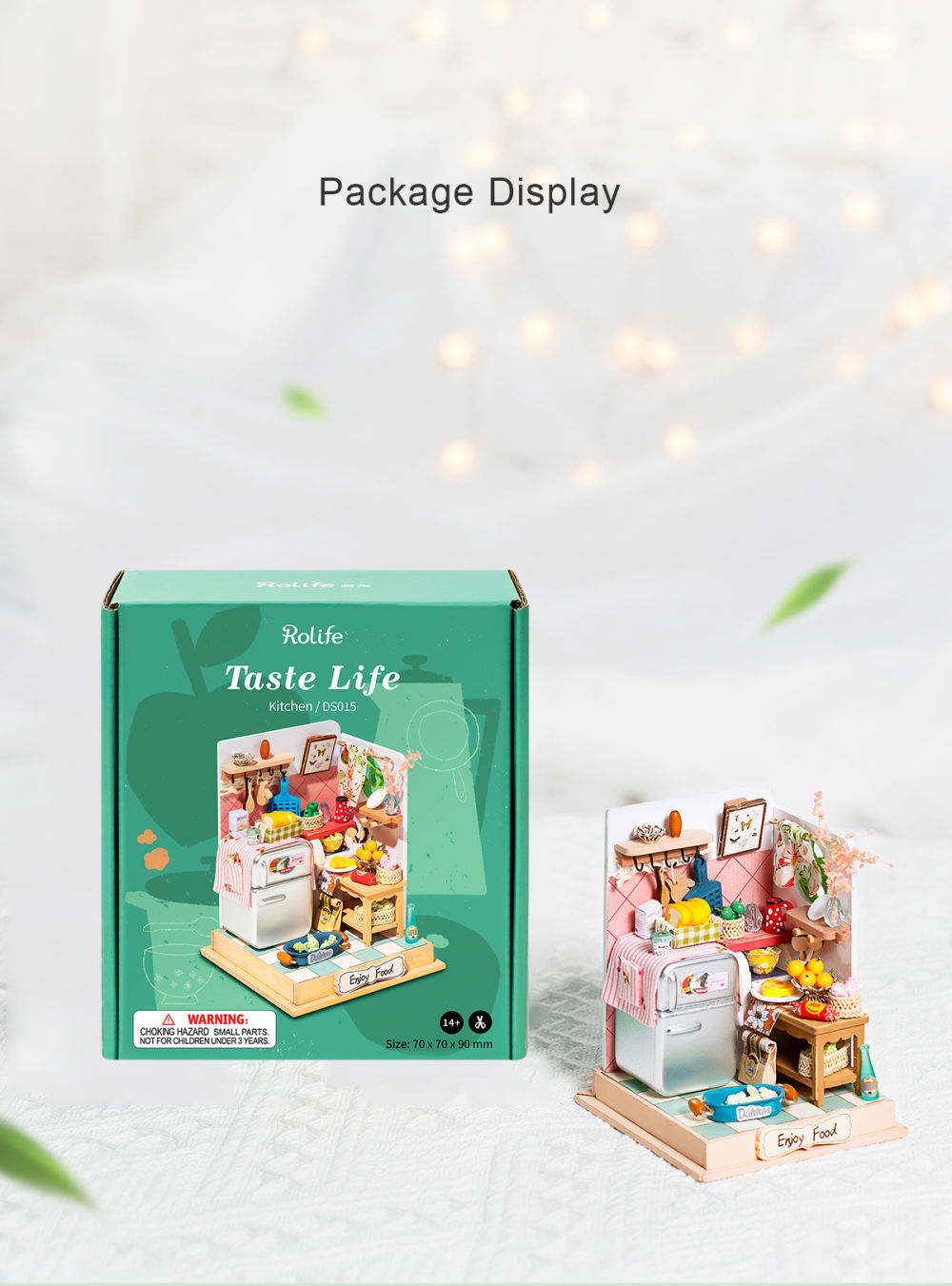 dropship Robotime DIY Taste Life Kitchen Doll House with Furniture Children Adult Miniature Dollhouse Bubble Bath Wooden Kits Toy Gift DS