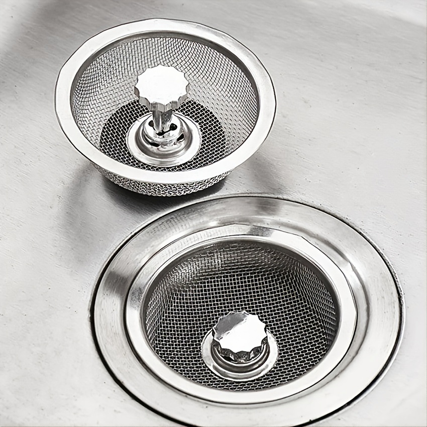 dropship 1pc Sink Filter With Plug; Kitchen Stainless Steel Water Filter; Wash Basin Slag Screen