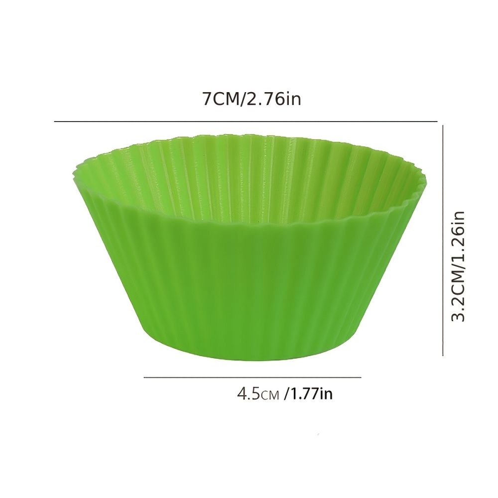 dropship 10pcs Silicone Muffin Cup; Cake Cup; Kitchen Baking Mold; Non-Stick Surface Cupcake Liners For Home Baking; Color Random
