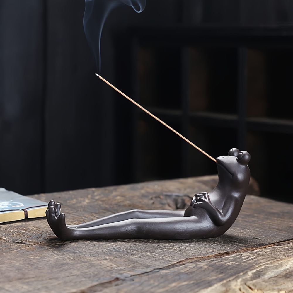 dropship 1pc Frog Incense Stick Holder - Ceramic Incense Burner Ash Catcher; Frog Aromatherapy Ornament For Yoga Meditation Spa Home Living Room Office Decor