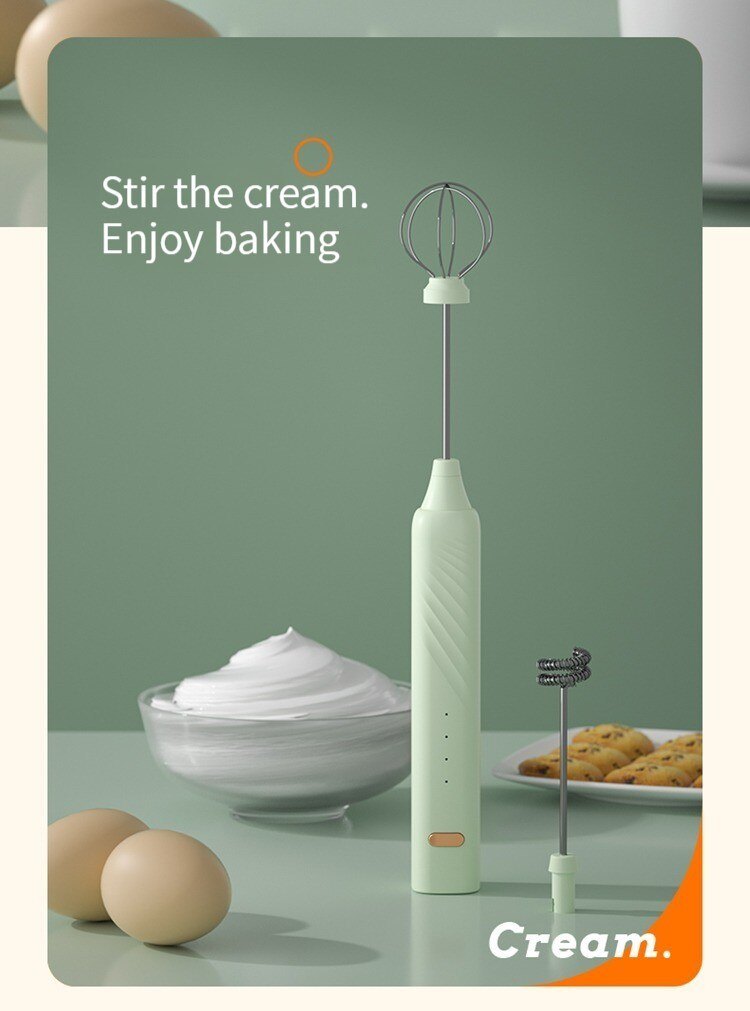 dropship Egg Beater Electric Handheld Rotary Egg Whisk Coffee Frothing Wand Cappuccino Frother Mixer USB Portable Kitchen Tools