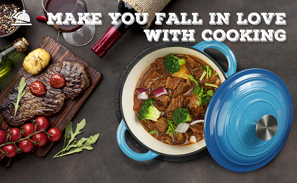 dropship COOKWIN Enameled Cast Iron Dutch Oven with Self Basting Lid; Enamel Coated Cookware Pot 4.5QT