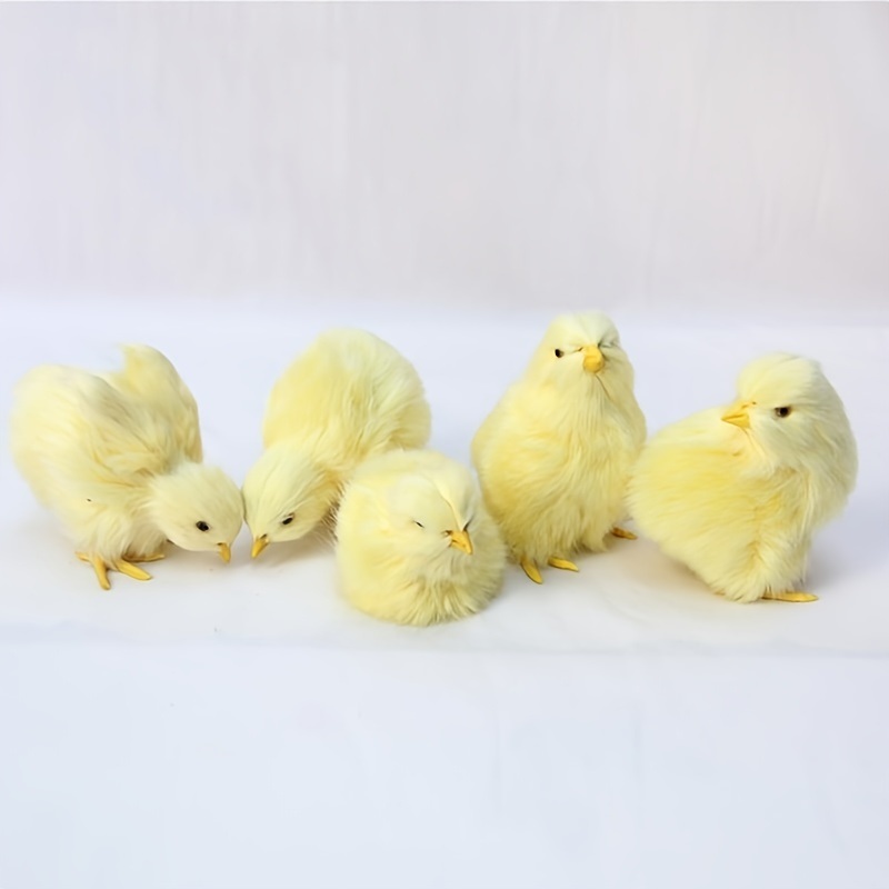 dropship 1pc Simulated Little Chick Figurine Lifelike Chicken Figurines Animal Figurine Realistic Chicken Photography Props Easter Supplies Easter Toy