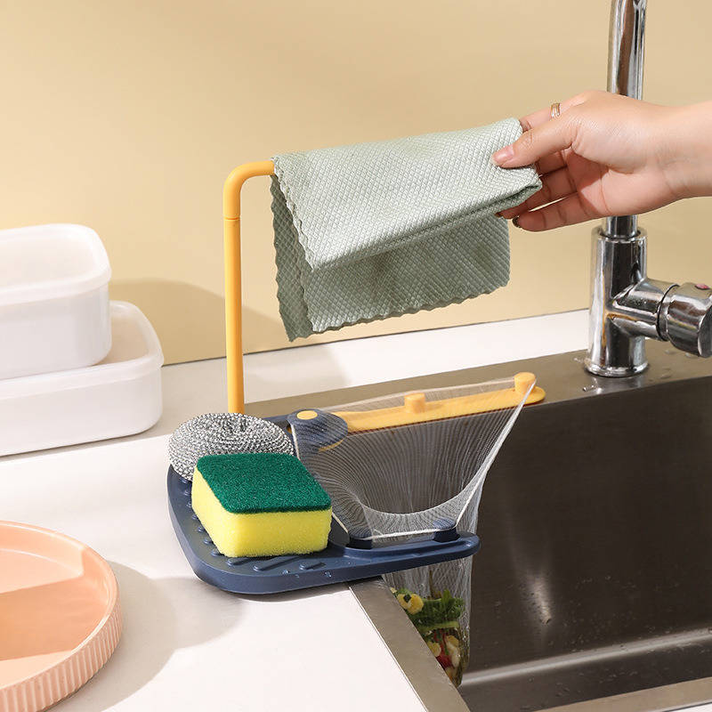 dropship 2pcs Kitchen Sink Drain Rack With Filter Multi-Functional Triangular Sink Rack Disposable Kitchen Waste Filter