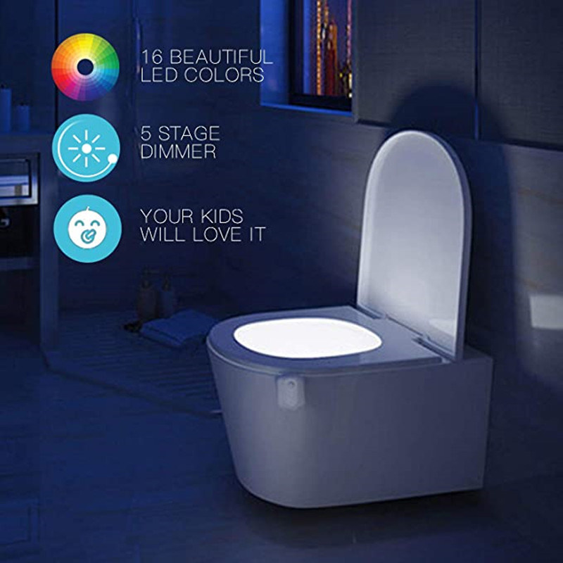 dropship 1pc 16 Colors Toilet Light, Human Motion Sensor Night Light, Bathroom Accessories