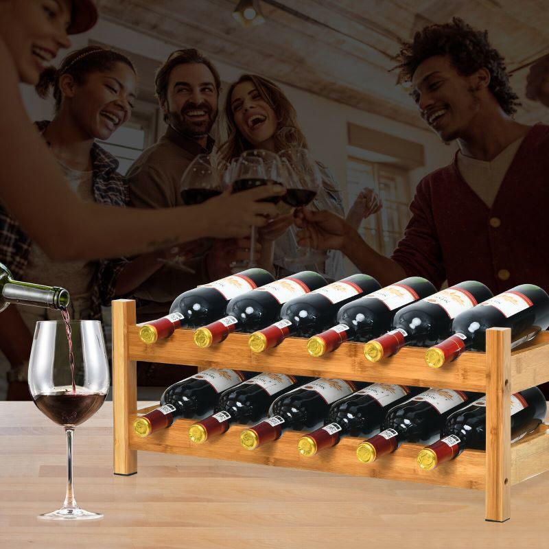 dropship Kitchen Natural Bamboo Products Wine Rack Display Storage Holder Shelf