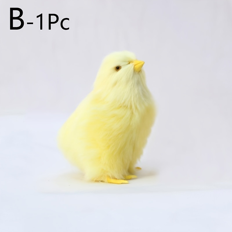 dropship 1pc Simulated Little Chick Figurine Lifelike Chicken Figurines Animal Figurine Realistic Chicken Photography Props Easter Supplies Easter Toy