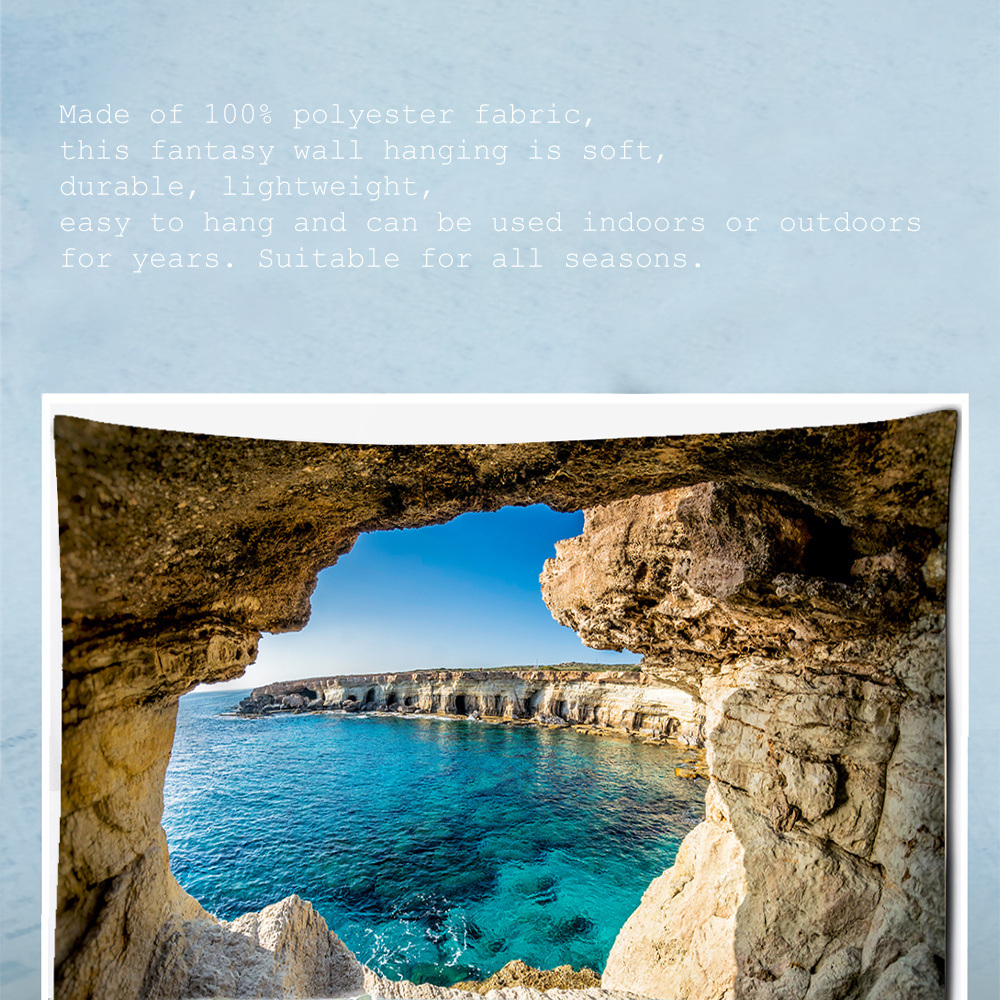 dropship 1pc Mountain Cave Seaside Landscape Tapestry Natural Scenery Bohemian Decoration; Free Installation Package Home Decor Living Room Bedroom Decoration