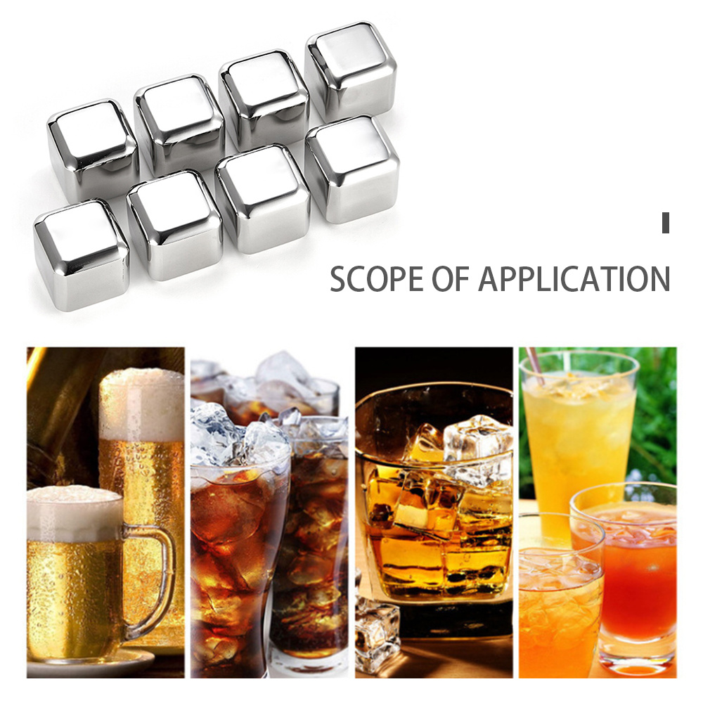 dropship Stainless Steel Ice Cubes Reusable Chilling Stones For Whiskey Wine Keep Your Drink Cold Longer Chilling Party Bar Tool