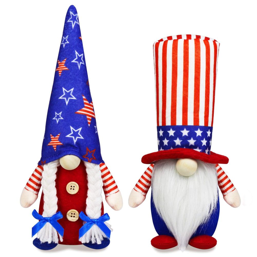 dropship 4th of July Patriotic Gnome Decorations; Mr & Mrs USA Swedish Tomte Gnomes Plush Table Ornaments