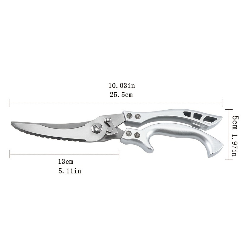 dropship 1pc Kitchen Poultry Shears; Kitchen Powerful Chicken Bone Scissors; Multi-purpose Stainless Steel Scissors; Duck Fish Cutter Shears
