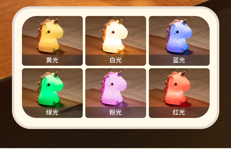 dropship Cute Silicone LED Night Light Unicorn Deer For Kids USB Rechargeable Animal Dinosaur Bedroom Decor Touch Night Lamp For Gifts