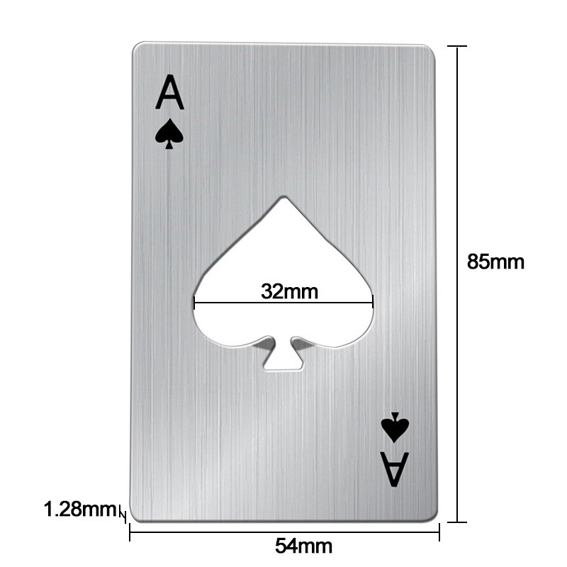 dropship Black/Silver Poker Card Beer Bottle Opener Metal Mini Portable Spade A Opener Stainless Steel Kitchen Bar Tools