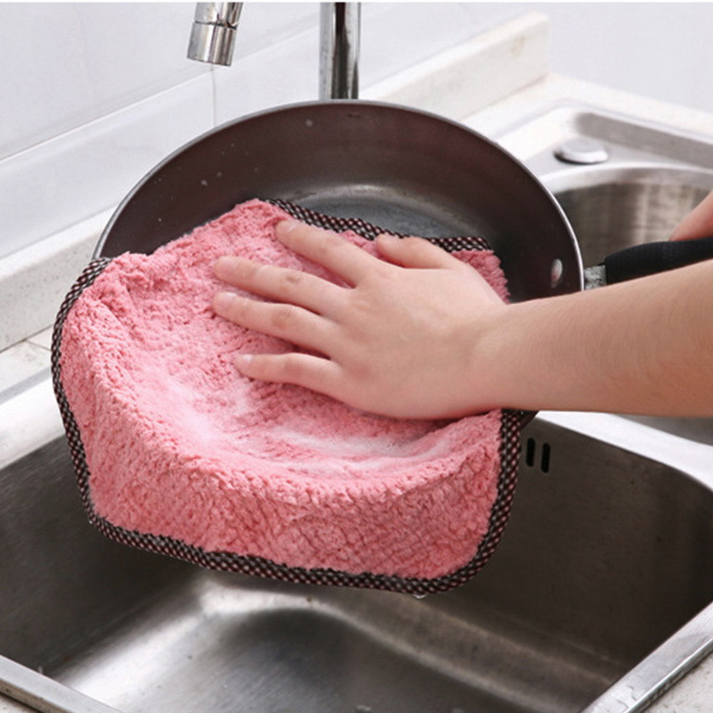 dropship Kitchen daily dish towel; dish cloth; kitchen rag; non-stick oil; thickened table cleaning cloth; absorbent scouring pad