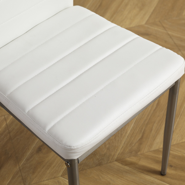 dropship 4pcs backrest cushion horizontal sewing decoration PU leather dining chair round tube white cushion gray leg N201( Replace encoding 13029116)