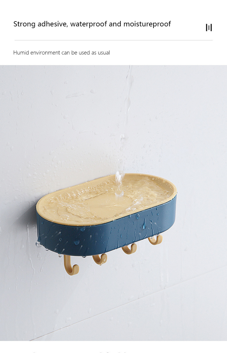 dropship Creative Draining Soap Box with Hook Household Double-Layer Punch-free Wall-Mounted Creative Soap Holder Bathroom Soap Holder