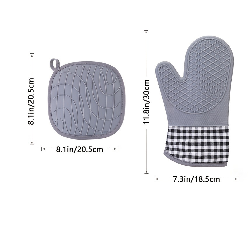 dropship 1pc Silicone Oven Mitts; Heat Insulation Pad; Nordic Style Microwave Oven Gloves; Kitchen Baking Gloves