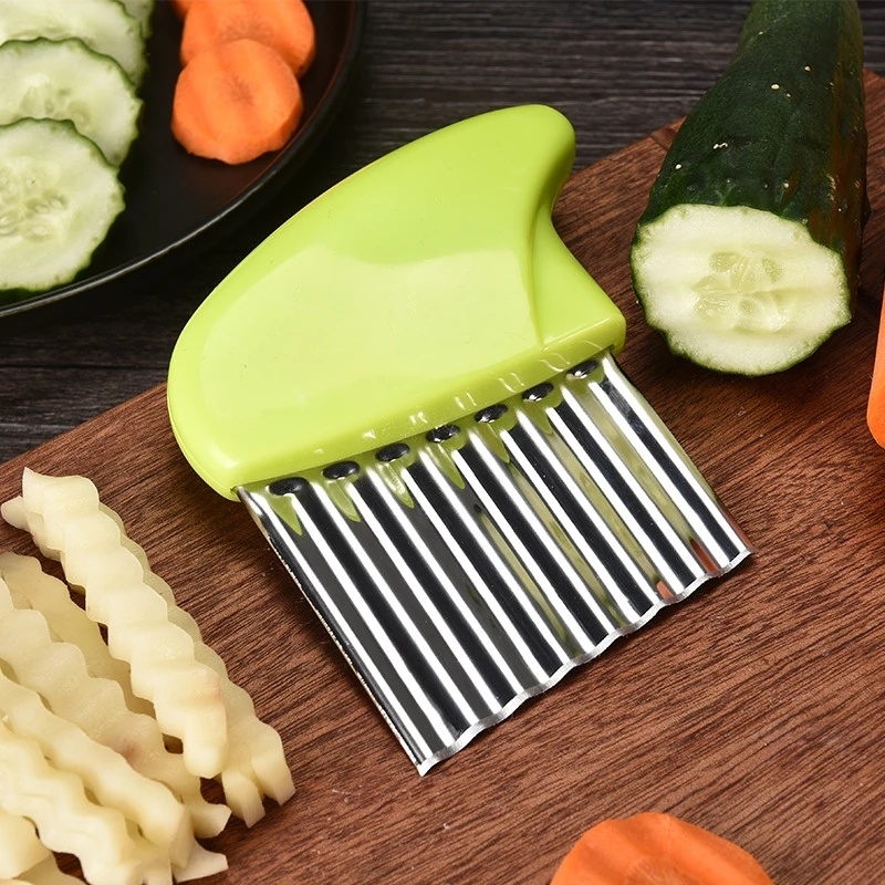 dropship Potato Cutter Stainless Steel Wavy Knife French Fry Chip Cutter