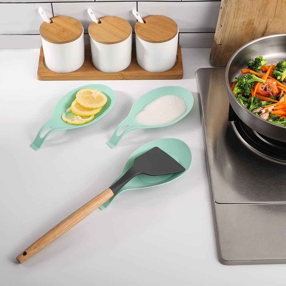 dropship 1/2pcs Silicone Utensil Rest With Drip Pad For Multiple Utensils; Heat-Resistant; Spoon Rest & Spoon Holder For Stove Top; Kitchen Utensil Holder For Ladles; Tongs & More