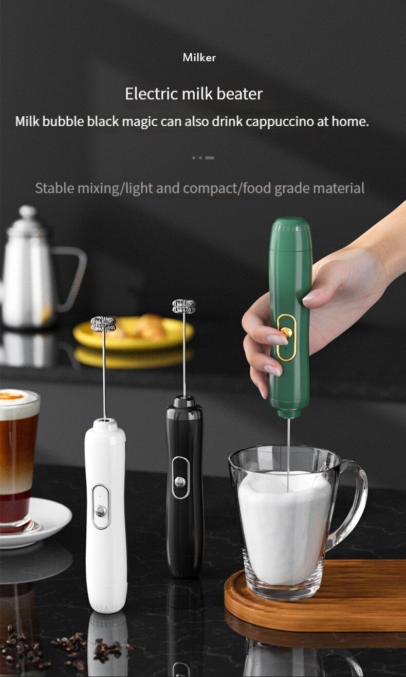 dropship Handheld Electric Milk Frother Egg Beater Maker Kitchen Drink Foamer Mixer Coffee Creamer Whisk Frothy Stirring Tools