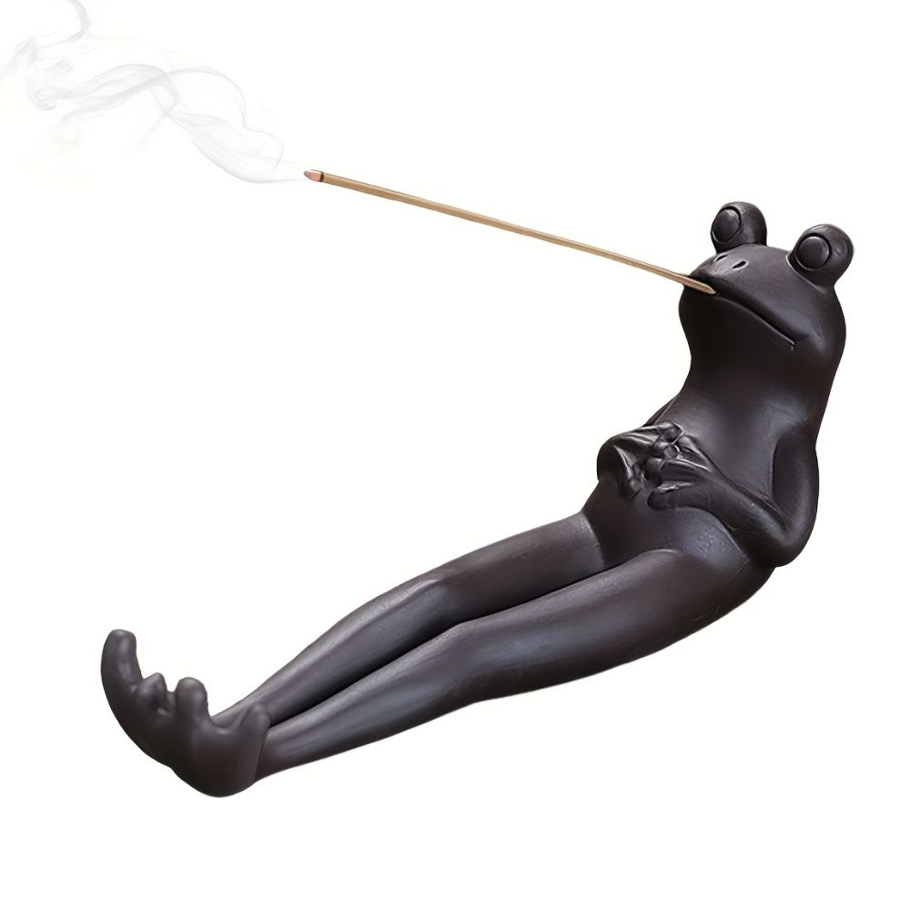 dropship 1pc Frog Incense Stick Holder - Ceramic Incense Burner Ash Catcher; Frog Aromatherapy Ornament For Yoga Meditation Spa Home Living Room Office Decor
